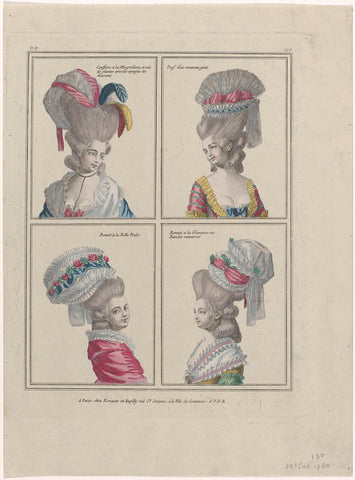 Gallerie des Modes et Costumes Français, 1780, ee 170 : Coeffure à la Mingrelien (...), anonymous, 1780 Canvas Print