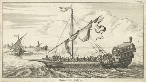 Barbary galleys, Jan Luyken, 1684 Canvas Print