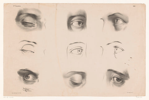 Six studies of eyes in different sign stages, Bernard Romain Julien, 1836 - 1843 Canvas Print