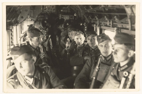 German soldiers in a fighter plane, anonymous, 1940 Canvas Print