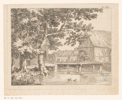 Watermolen, Jean Jacques André Le Veau, 1739 - 1786 Canvas Print