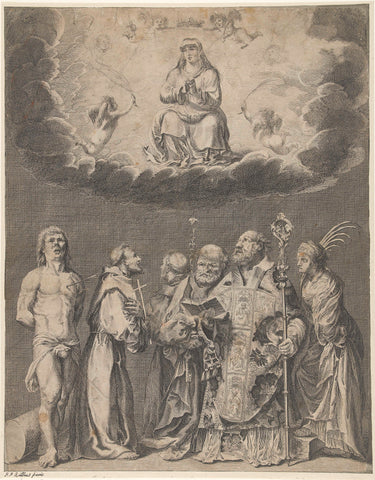 Mary with Saints, Pieter Nolpe, 1623 - 1653 Canvas Print