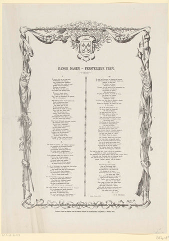 Gedicht bij de herdenking van het ontzet van Leiden in 1874, J.M.E. Dercksen, 1874 Canvas Print