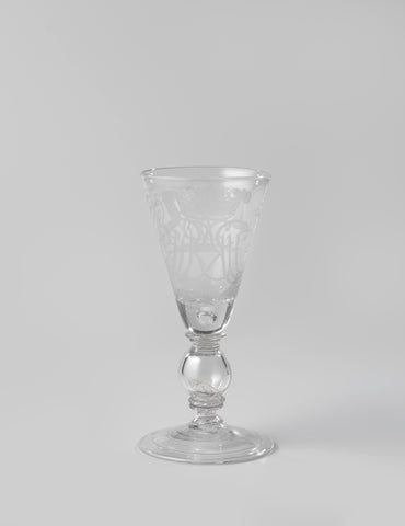 Chalice glass with an enclosed coin and monogram RGB, anonymous, in or after 1714 - c. 1725 Canvas Print