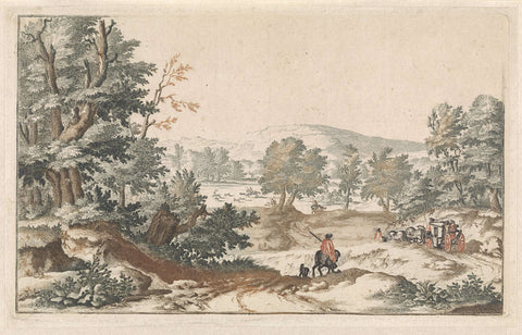 Wooded Landscape with a Road, Willem Swidde, 1671 - 1697 Canvas Print