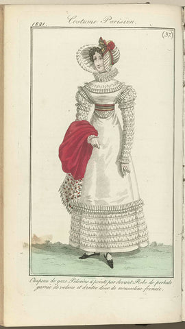 Journal des Dames et des Modes, editie Frankfurt 9 September 1821, Costume Parisien (37) : Chapeau de gaz (...), anonymous, 1821 Canvas Print