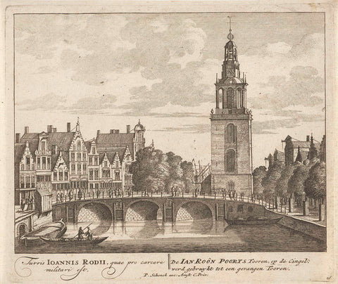 View of the Singel with the Jan Roodenpoortstoren in Amsterdam, anonymous, 1757 - 1766 Canvas Print