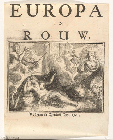 Title page for the pamphlet: Europa in Rouw, 1702, Romeyn de Hooghe, 1702 Canvas Print