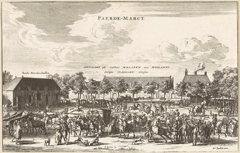 View of the Horse Market in Delft, Coenraet Decker, 1678 - 1703 Canvas Print