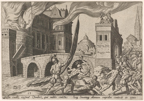 The capture of Tirza, Philips Galle, 1569 Canvas Print