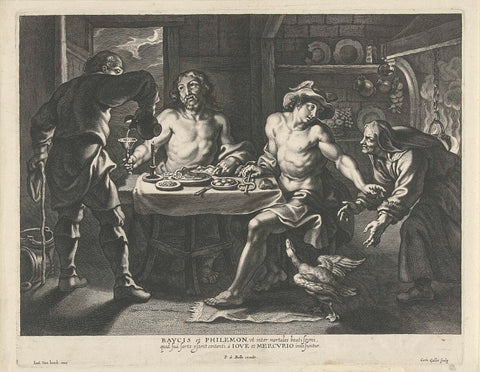 Jupiter and Mercury in the house of Philemon and Baucis, Cornelis Galle (I), 1628 - 1660 Canvas Print