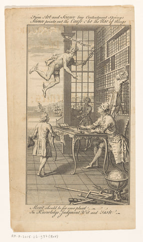 Mercury descends on a man in a study room, anonymous, 1747 Canvas Print