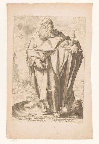 Paulus, standing in a landscape, with book and sword, Hendrick Goltzius (workshop or), 1669 - 1737 Canvas Print