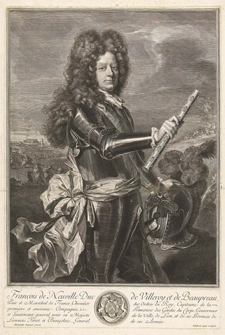 Portrait of François de Neufville, Gerard Edelinck, 1669 - 1702 Canvas Print