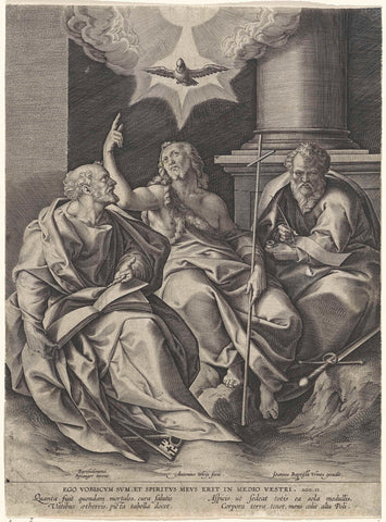 John the Baptist with Peter and Paul, Antonie Wierix (II), 1565 - before 1604 Canvas Print