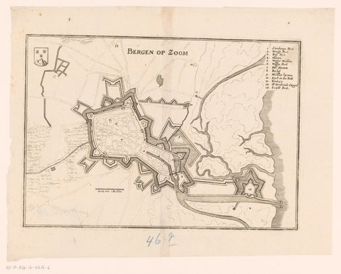 Fortress map of Bergen op Zoom, Caspar Merian, 1654 - c. 1700 Canvas Print