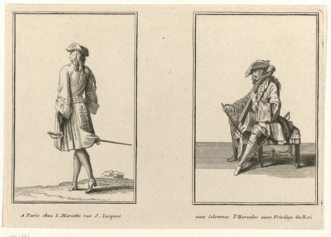 Two men dressed according to French fashion ca. 1695, Jean Mariette, 1670 - 1742 Canvas Print