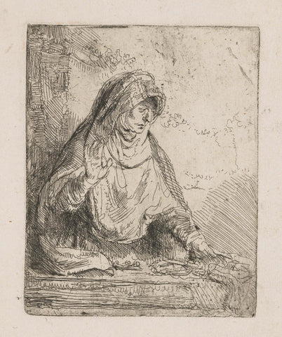 The Virgin with the instruments of the Passion, Rembrandt van Rijn, c. 1642 Canvas Print