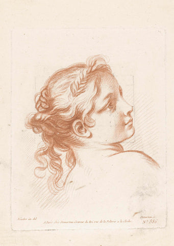 Bust of a young woman, Gilles Demarteau, 1756 - 1776 Canvas Print