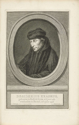 Portrait of Desiderius Erasmus, Jacob Houbraken, 1749 - 1759 Canvas Print