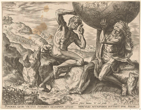 Hercules torst de wereldbol for Atlas, Cornelis Cort, 1563 Canvas Print