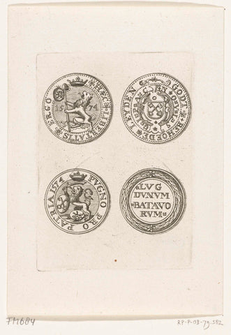 Two paper emergency coins from the siege of Leiden, 1574, anonymous, 1700 - 1799 Canvas Print