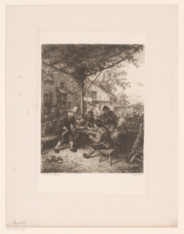 Company of card players under an arbor, William Unger, 1847 - 1932 Canvas Print