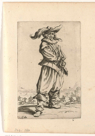 Rider with plumed hat, seen from the front, Jacques Callot, 1624 Canvas Print