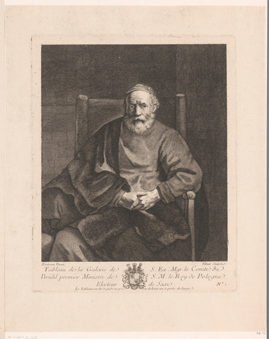 Old man, Pierre Filloeul, 1754 Canvas Print