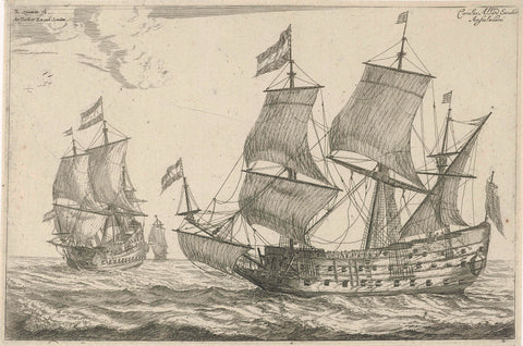 Two large warships, Reinier Nooms, 1650 - before 1705 Canvas Print