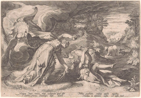 Juno turns Callisto into a bear, Hendrick Goltzius (workshop of), 1590 Canvas Print