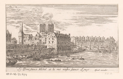 Gezicht op de Pont Saint-Michel, Israël Silvestre, 1652 Canvas Print