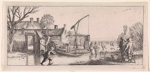 Winter landscape with skaters at a brewery, Jan van de Velde (II), 1631 Canvas Print