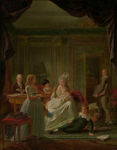 Portrait of Aernout van Beeftingh, his Wife Jacoba Maria Boon and their Children, Nicolaes Muys, 1797 Canvas Print