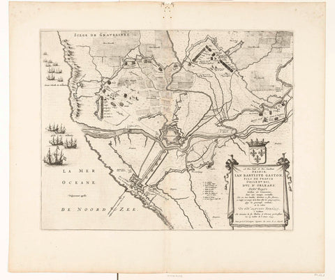 Map of the siege and conquest of Grevelingen, 1644, anonymous, 1652 Canvas Print