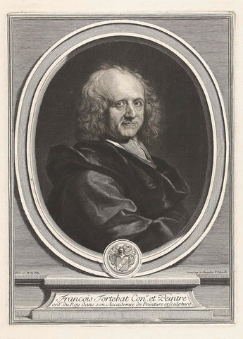 Portret van François Tortebat, Gerard Edelinck, 1652 - 1707 Canvas Print