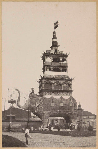 Wire and plaster construction in the shape of an elephant during the World's Fair for the Hotel and Travel Industry on the Museumplein in 1895, Guy de Coral &Co., 1895 Canvas Print