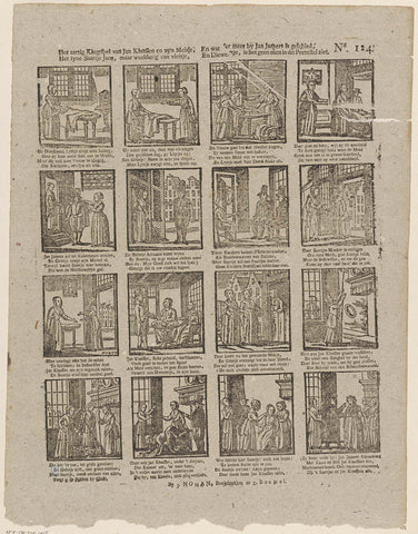 The cute klugtspel of Jan Klaassen and his girl, / The nice Saartje Jans, but luxuriant with vleisje, / And what else happened to Jan Jaspers, / And Diewertje, is it what one sees in this print set, J. Robyn, 1806 - 1830 Canvas Print