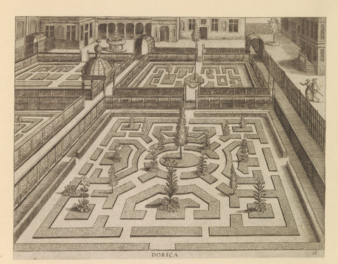 Garden with a first floor and rectangular compartments with a plant, anonymous, c. 1600 - c. 1601 Canvas Print