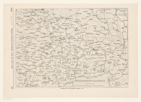 Map of the battlefield in Saxony, 1866, anonymous, 1866 Canvas Print