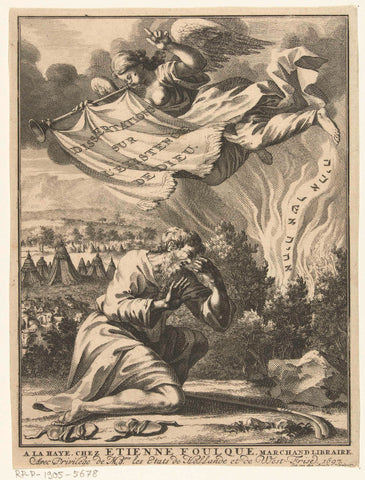 Mozes bij het brandend braambos, Johannes Jacobsz van den Aveele, 1697 Canvas Print