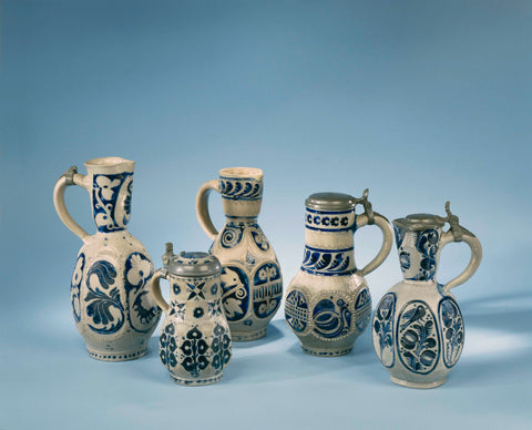 Jug with floral scrolls, anonymous, c. 1730 - c. 1800 Canvas Print