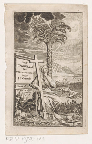 Woman with cross and anchor at palm tree, anonymous, 1719 Canvas Print