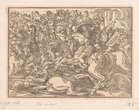 Antipater defeats the armies of The Mithridates, anonymous, 1574 Canvas Print