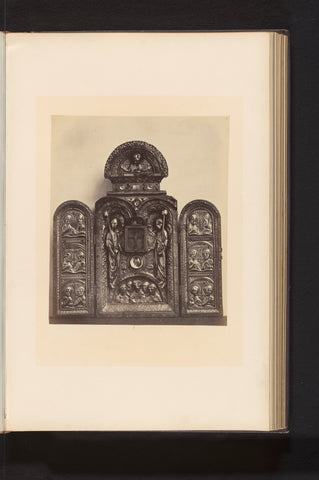 Triptych of wood, copper and enamel with relic, from the Church of the Holy Cross in Liège, drawn up at an exhibition on religious objects from the Middle Ages and Renaissance in 1864 in Mechelen, Joseph Maes, 1864 Canvas Print