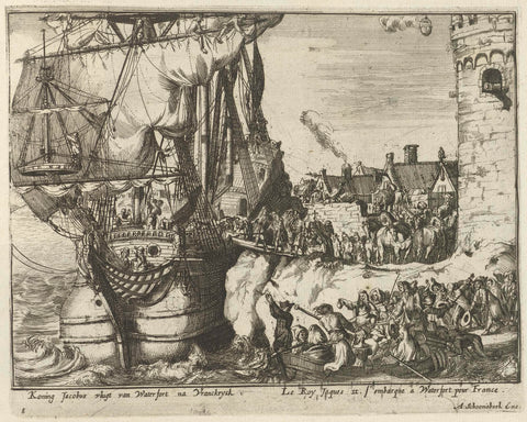 James II boarded a ship to France in Waterford, 1690, Pieter Pickaert (possibly), 1691 Canvas Print