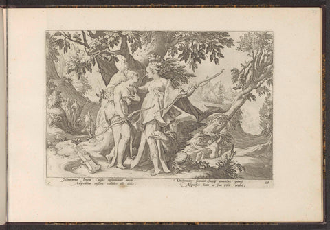 Jupiter seduces Callisto in the guise of Diana, Hendrick Goltzius (workshop of), 1728 Canvas Print