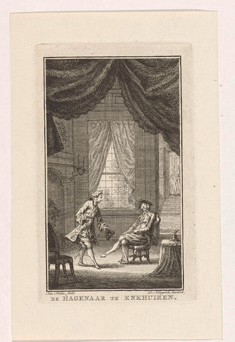 Two men in an interior, Jan Fokke, 1758 - 1812 Canvas Print