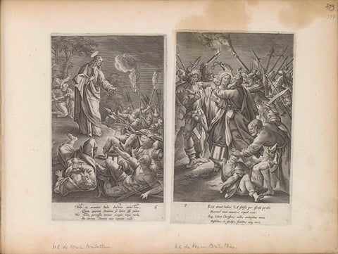 Soldiers encircling Christ fall to the ground, Antonie Wierix (II), 1643 Canvas Print