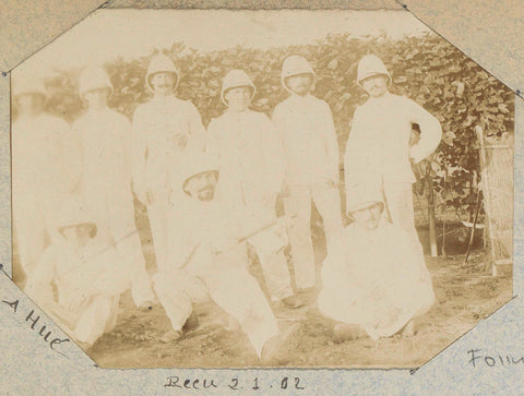 Group portrait of nine men in tropical costume, presumably French, anonymous, c. 1880 - c. 1900 Canvas Print